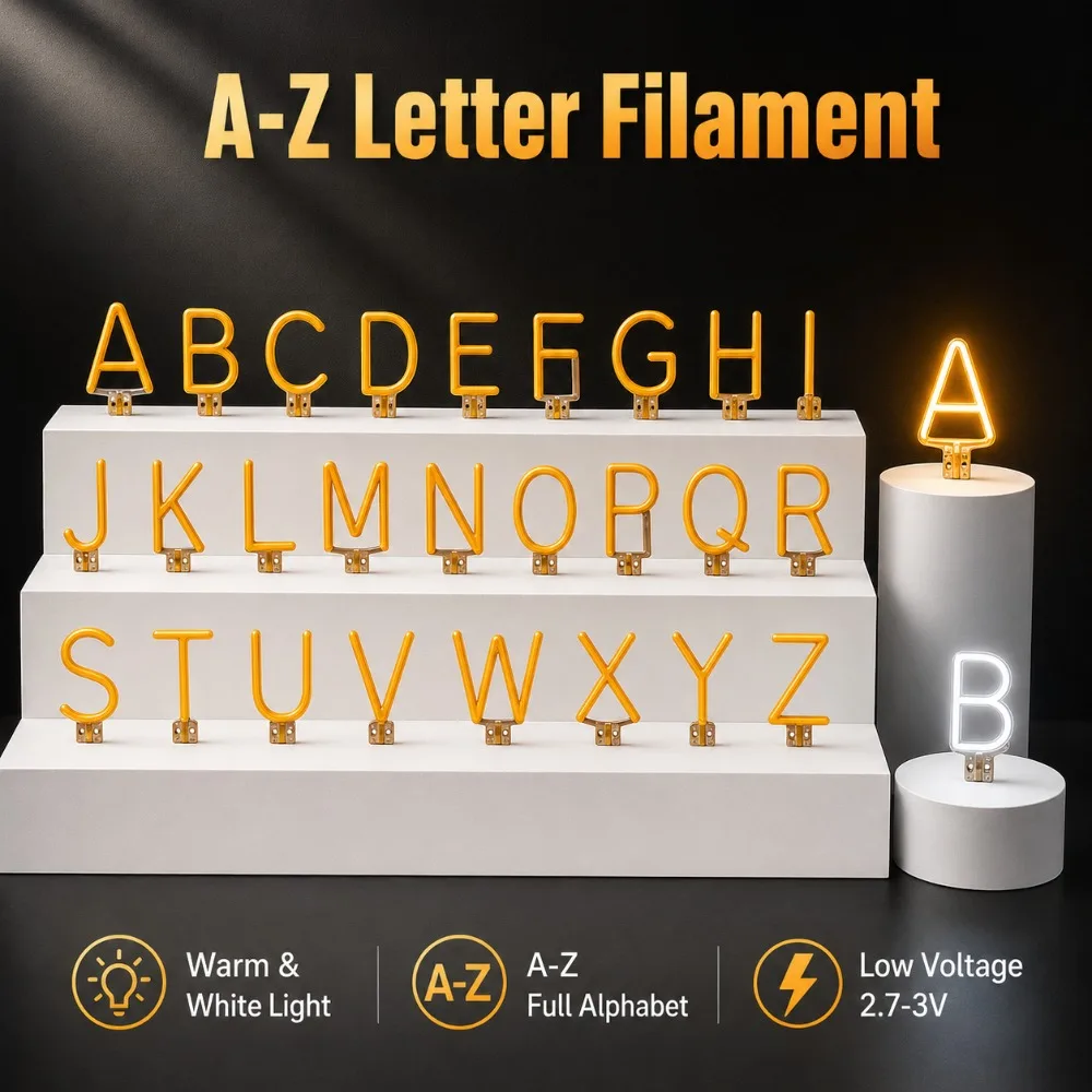 A‑Z Letter Filament Bulb 2.7‑3V Low Voltage Alphabet Letter Lamp Warm White Light DIY Sign Letter Light Bulb for Letter Sign