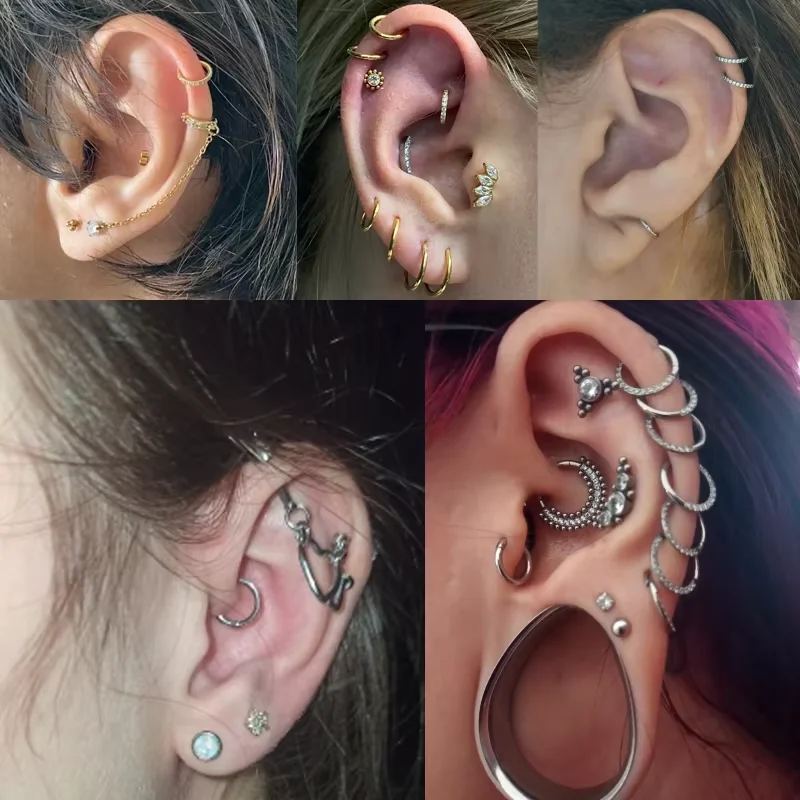 1/10 Stück Edelstahl Nasenring CZ 16G Scharnier Septum Clicker Segment Ohr Tragus Knorpel Daith Lippe Nase Körper Piercing Schmuck – Detail 8
