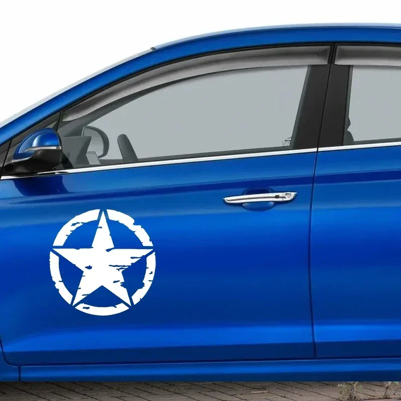 Car Sticker Distressed Star Die-Cut Vinyl Five Stars Decal Waterproof Auto Decors on Car Body Bumper Rear Window