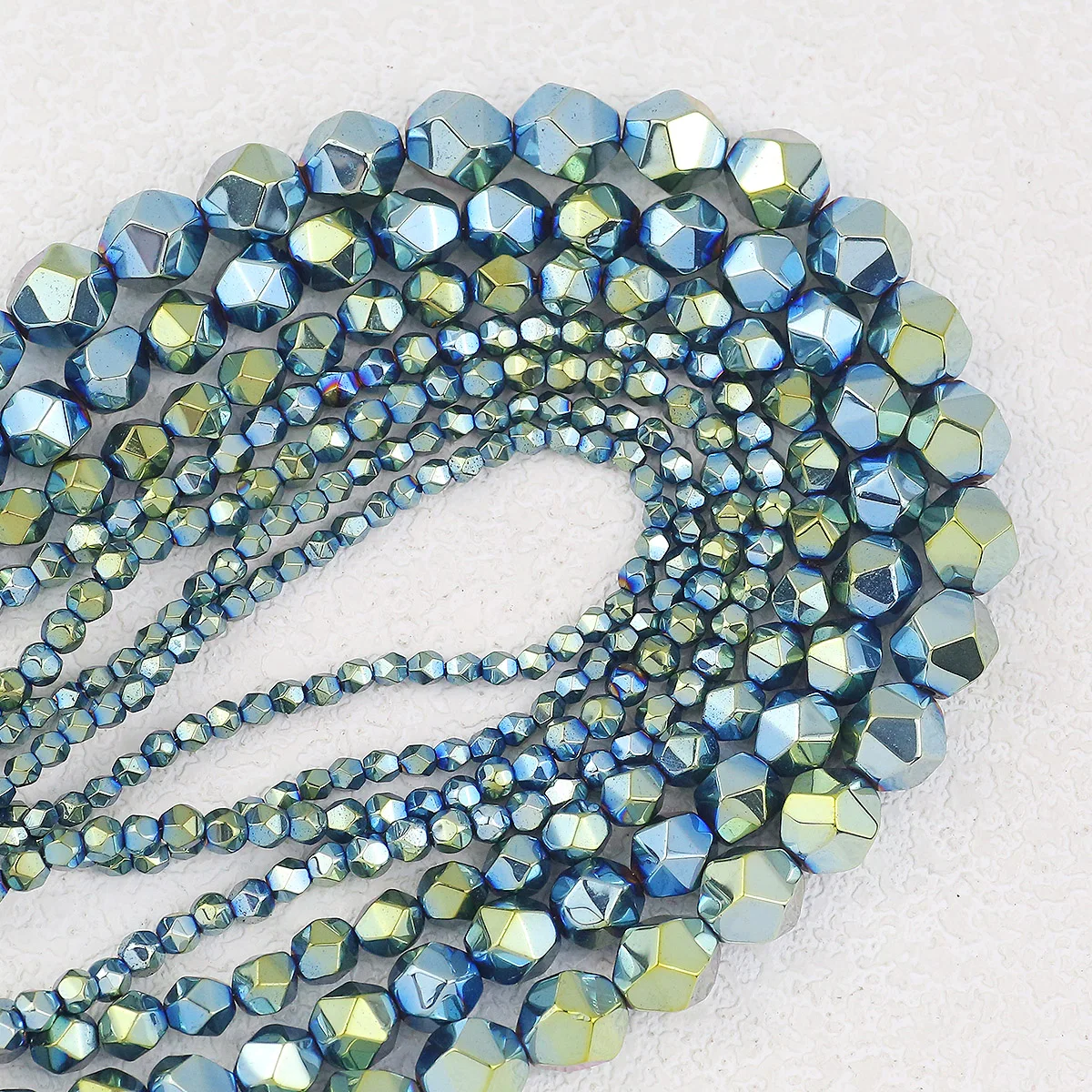3/4/6/8/10MM Facettierte Spacer Natürliche Hämatit Stein Lose Grüne Perlen Für Schmuck Machen armbänder Halsketten DIY Zubehör