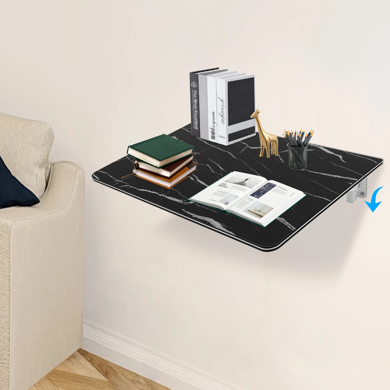 

Wall-mounted Folding Table Wall Dining Table Foldable Computer Table Wall Desk 60*40cm Kitchen for Living Room Home Furniture