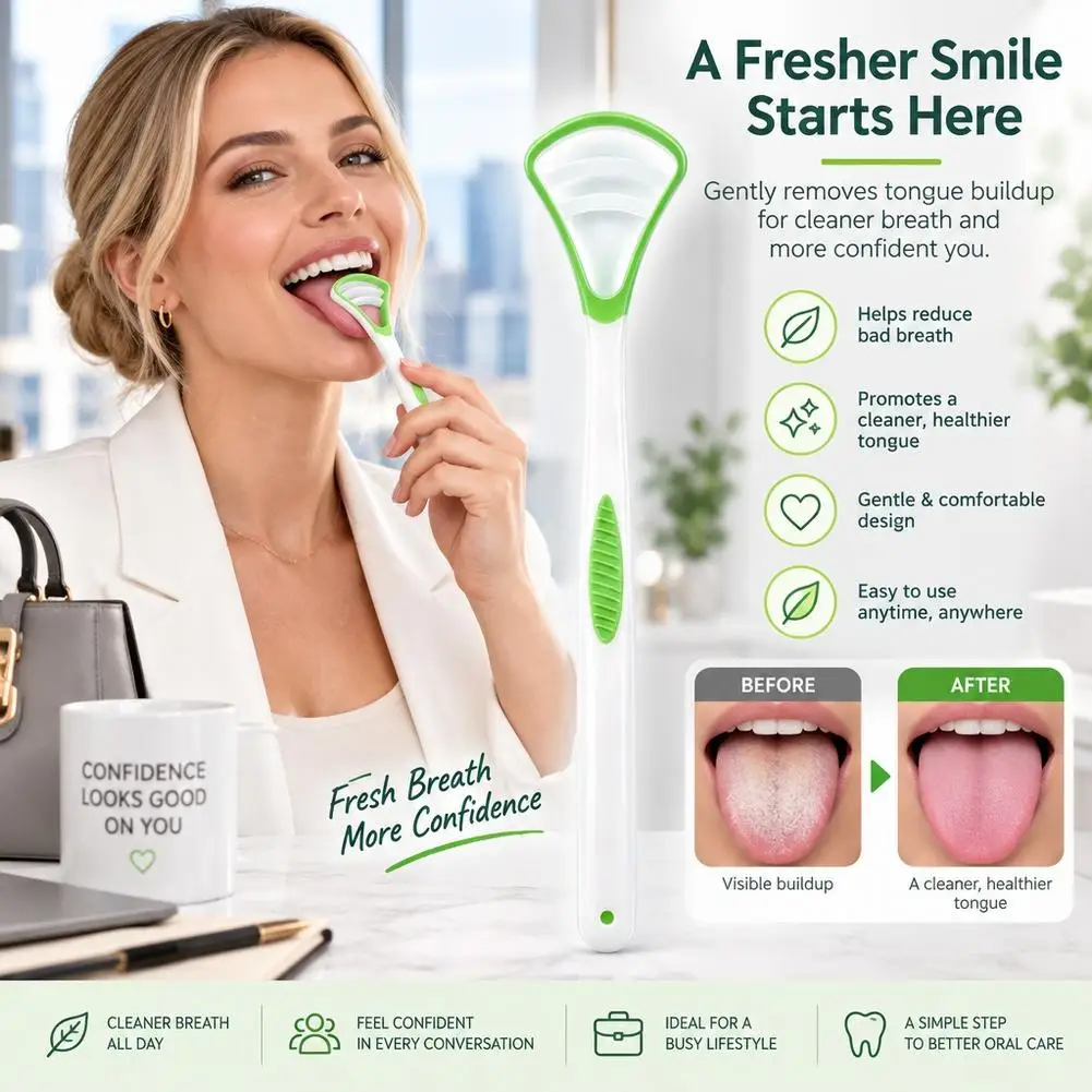 Silicone Tongue Scraper With Ergonomic Handle Double-sided Fresher Breath Tongue Cleaning Brush Oral Hygiene Tool Wholesale