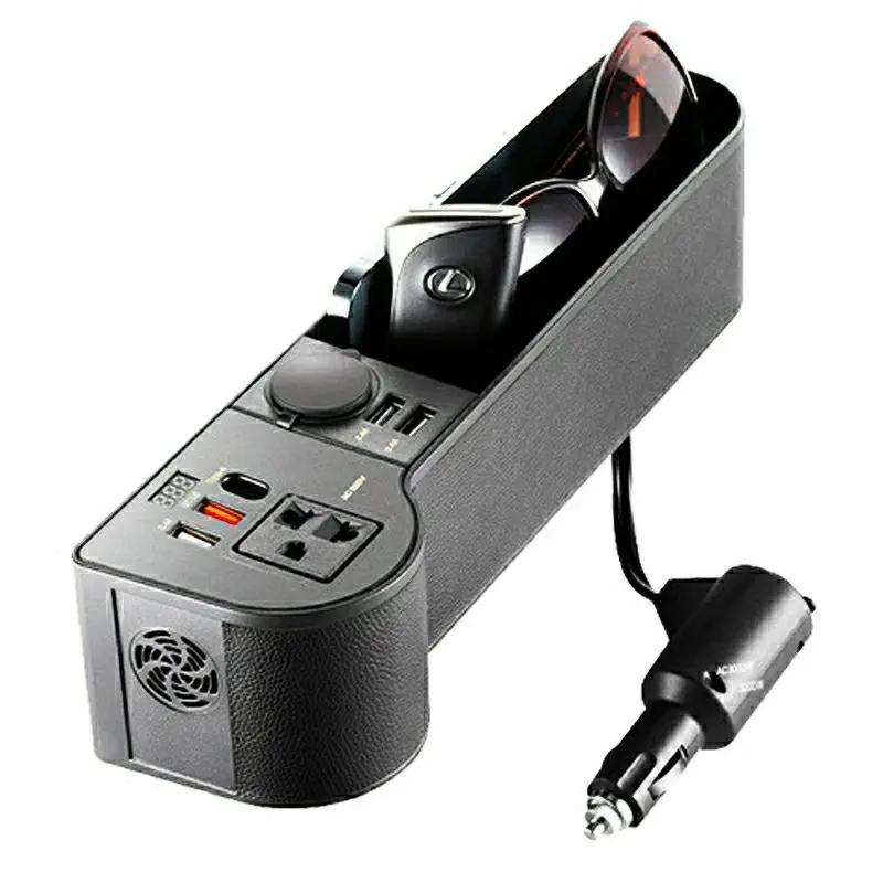 Car storage box inverter 12V to 220V car inverter super fast charging socket USB converter universal