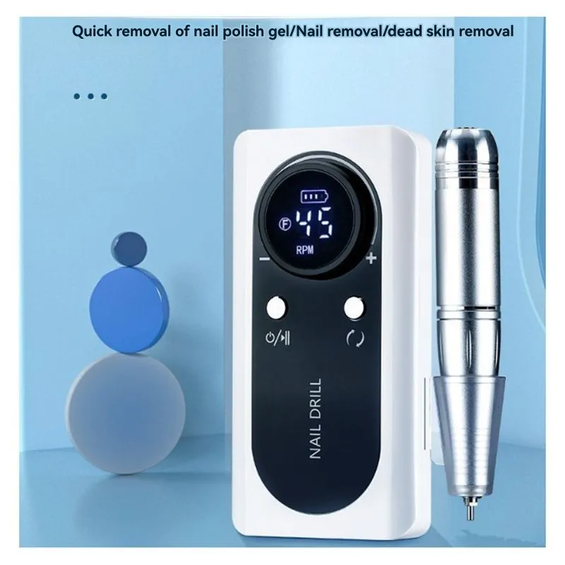 B47B-Gel-taladro eléctrico Compatible con esmalte de uñas, 45000RPM, con pantalla LCD, lima de uñas recargable, accesorios para uñas