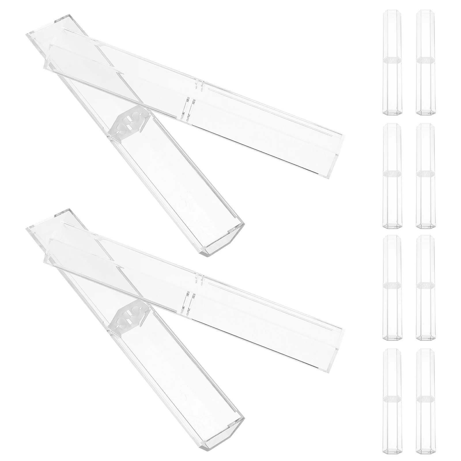 

10 Pcs Plastic Pen Box Clear Pens Container Holder Drawer Boxes Containers Storage Case Office