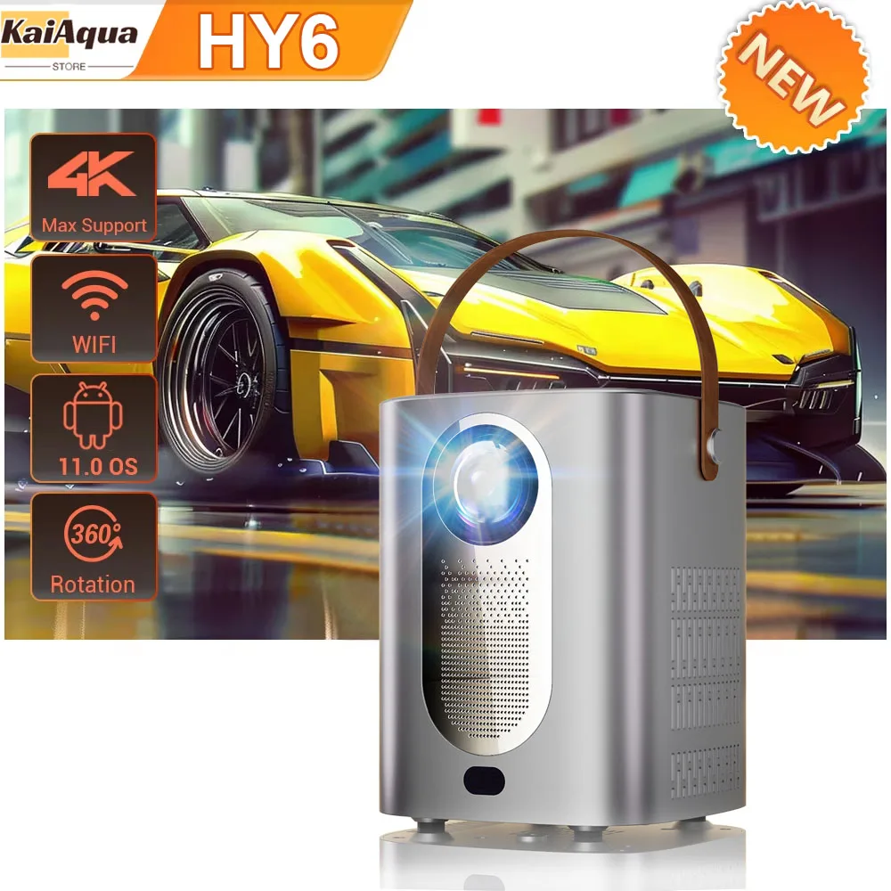 KaiAqua Android Smart Mini Projetor 300ANSI Lumen Projetor Portátil 4K com WIFI Bluetooth 1080P Home Movie Theater Beamer