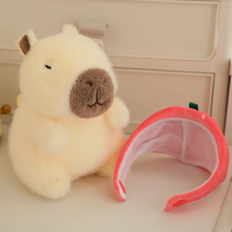 Capybara-auriculares de frutas esponjosas Kawaii con su propia fragancia, muñecas de peluche, bolsa colgante, decoración, juguetes suaves para niños, regalos para niñas, 13cm