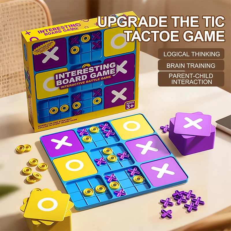 Nine-Square Board Game Fun Tic-Tac-Toe Family Interactive Educational Tabletop Toy X/O Board Children's Puzzle Toy Gift