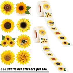 100-500PCS Sunflowers Stickers Packaging Stickers Roll Home Made Small Lables for  Pack Rolling Stickers Photocard Decor