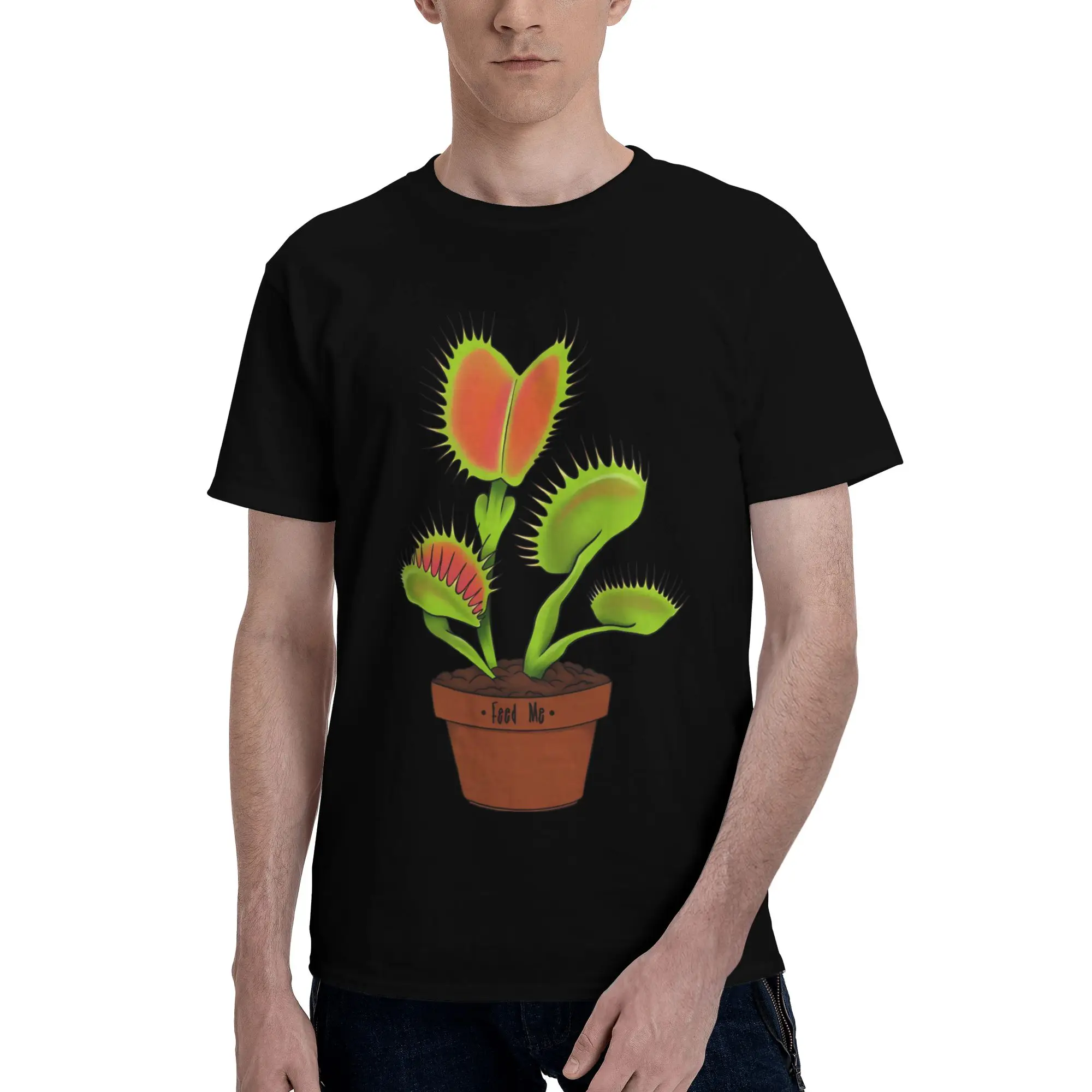 Botanical plant Carnivorous Plant Dionaea Musciplua Long Style Reversible T-shirt Japanese Style Commuting Women's T-shirts
