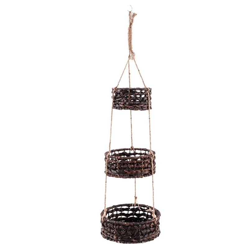 

BEAU-Rattan Hanging Basket Flower Basket Woven Basket Hanging Pot Green Plant Basket Handmade Decoration Hanging Organizer