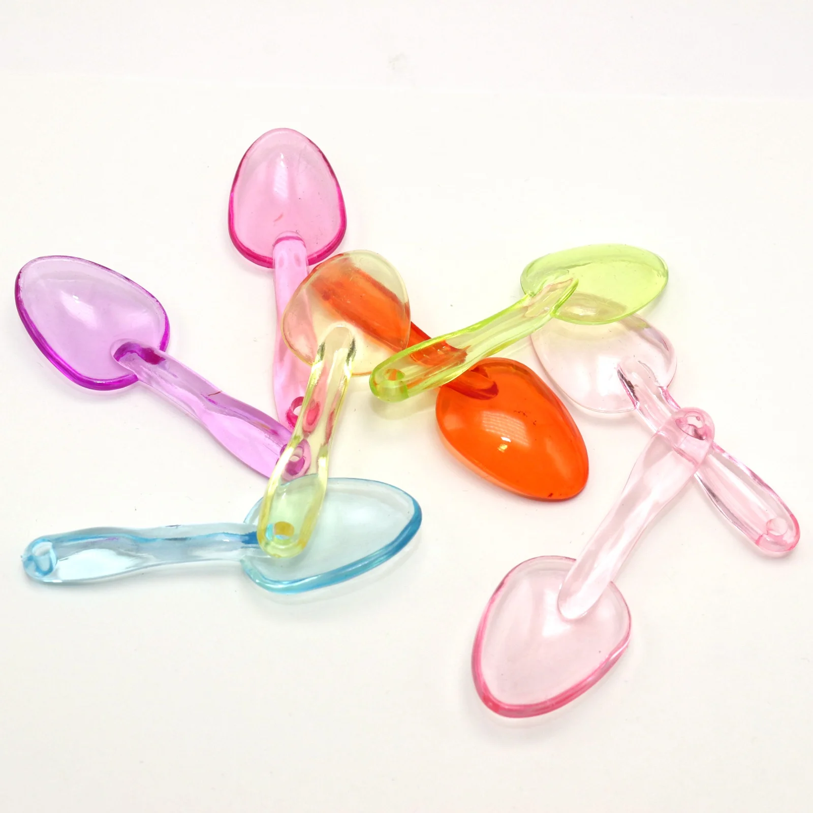 20 Mixed Transparent Color Acrylic Spoon Kichten Charms Pendants for Jewelry Necklace Bracelet Making