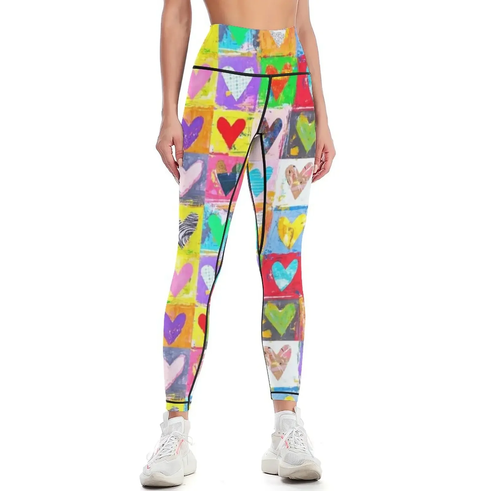 

Colorful Heart Grid Leggings Women's push up Sports pants woman Legging sexy woman gym sportswear woman Womens Leggings