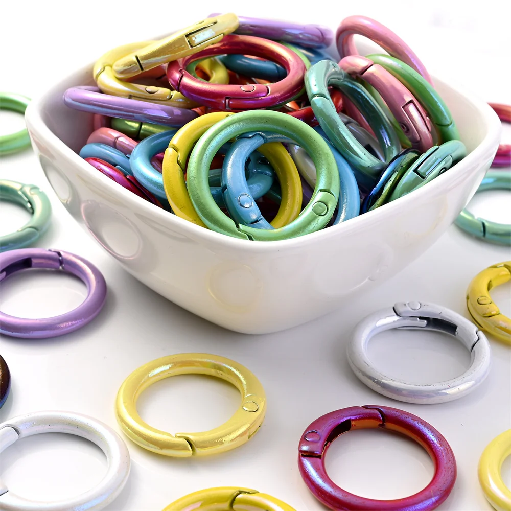 5pcs Colorful AB Round Spring Gate Ring Connectors