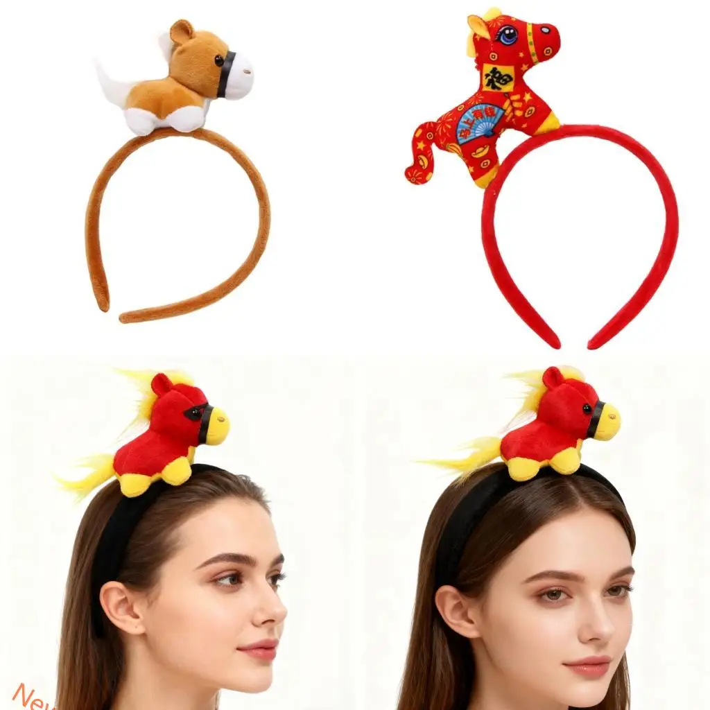 

Year of Horse Costume Headpiece Stretchy Fabric Hairband For Adult Children Theater Performances Festival Dressingup LXAD