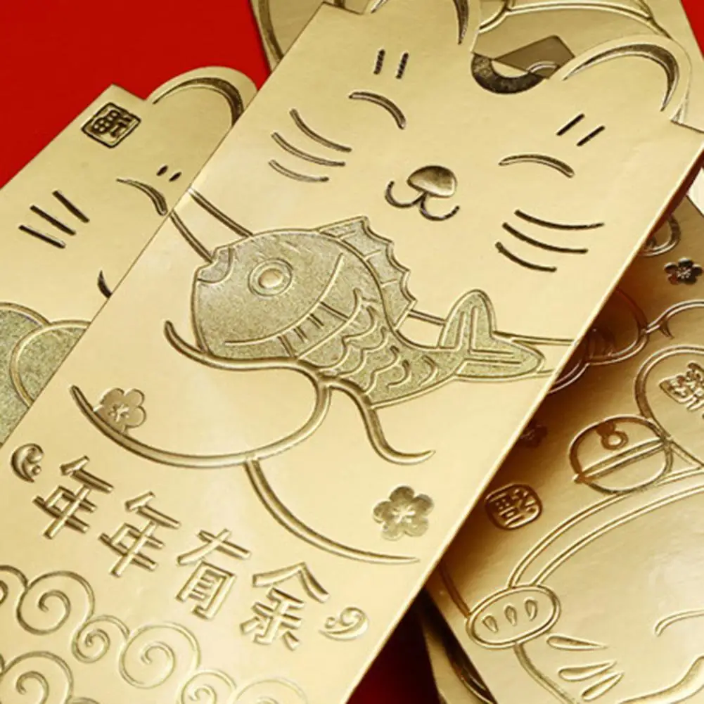 Sobres Rojos chinos de 18 piezas, paquetes de dinero de la suerte con estampado en caliente de gato, Hong Bao para Año Nuevo, Festival de Primavera, cumpleaños y boda