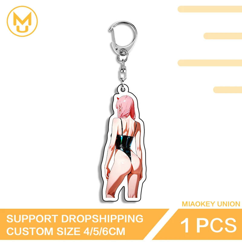 Zero Two Alluring Girl Standing Posture Eye Catching Unique Double Sided Acrylic Keyring Elf Like Cosplay Multi Function Keyring