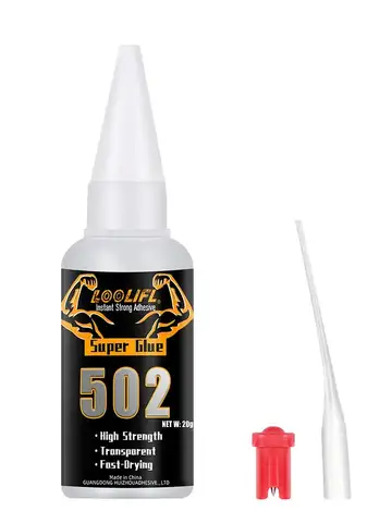 502 Super Glue Quick-drying Strong Cyanoacrylate Glue is used for diy handicraft repair of metal, wood, plastic and ceramics.20g