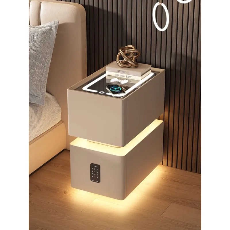 Smart bedside table Small 2024 new simple modern bedroom bedside table Light luxury high-end super narrow storage cabinet