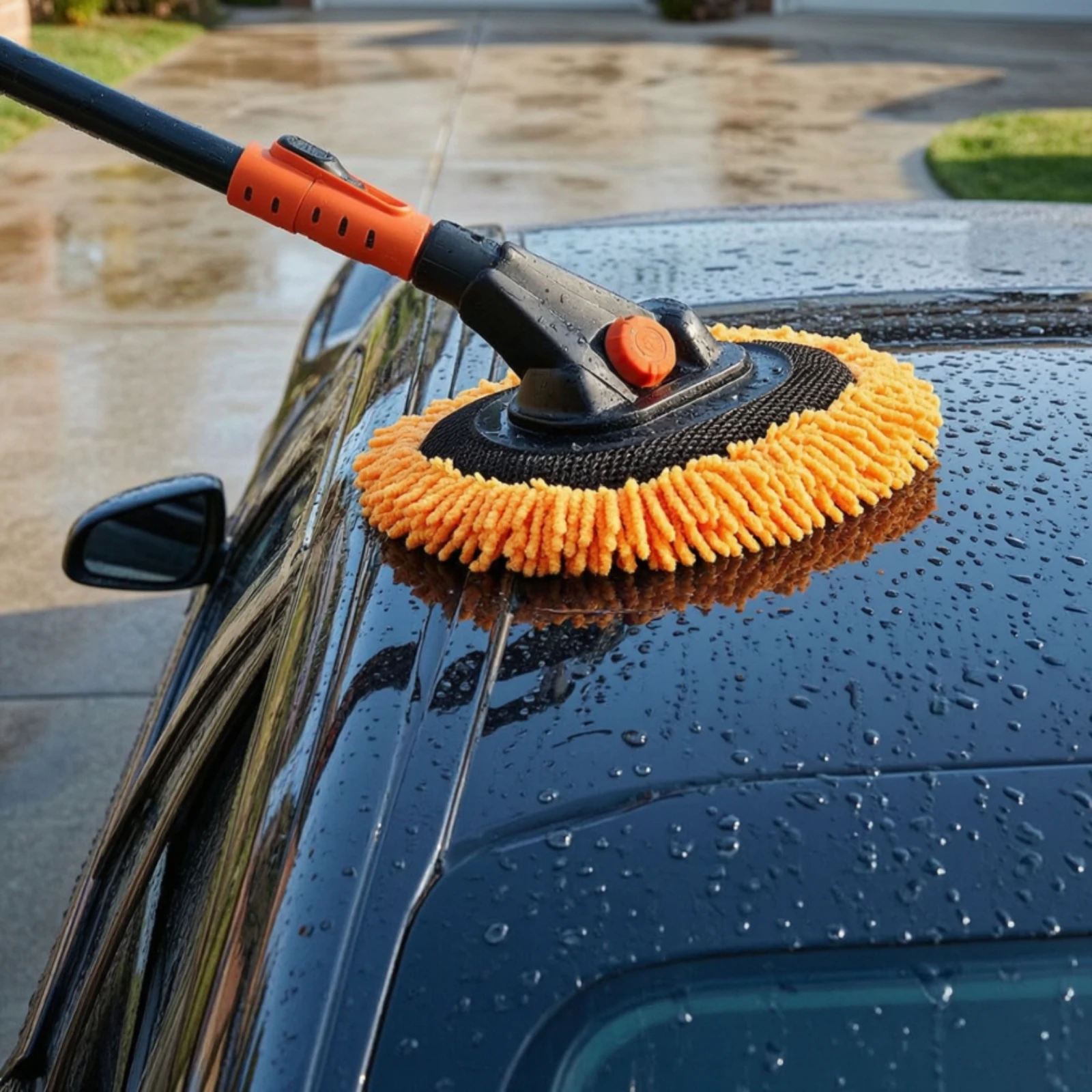 Car Wash Mop with Telescopic Handle Microfiber Car Wash Mop with Long Handle Extendable Adjustable for Detailers, Rv Cleaning