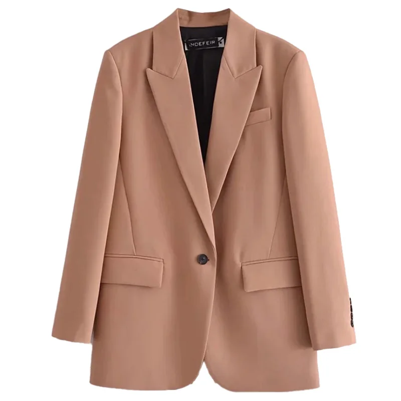 Aonibieer-set 2 peça para as mulheres, terno elegante com blazer e calças, roupa urbana com botão único, jaqueta de primavera, novo