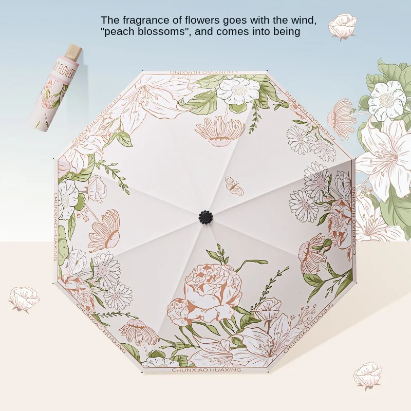 Tianbei floral handbag umbrella folding sun umbrella female sun protection UV shade folding umbrella dual purpose clear umbrella