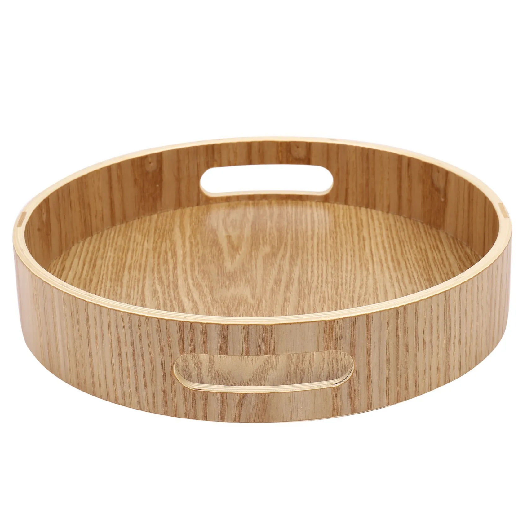 KYCOR-3X Round Serving Bamboo Wooden Tray For Dinner Trays Tea Bar Breakfast Food Container Handle Storage Tray 1