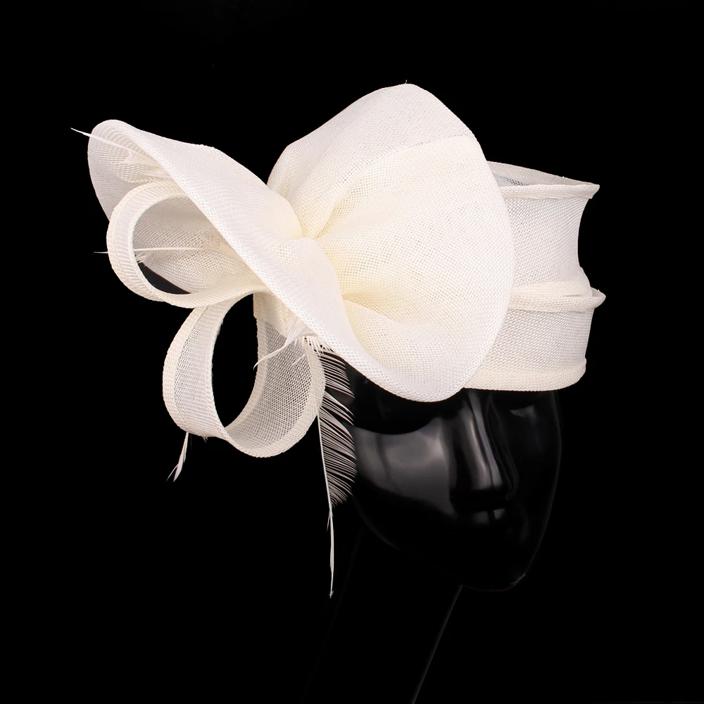 Nice Imitation Sinamay Big Gorgeous Elegant Bride Fascinator Women Hats Wedding Hat Flower Headbands Accessories With Headbands