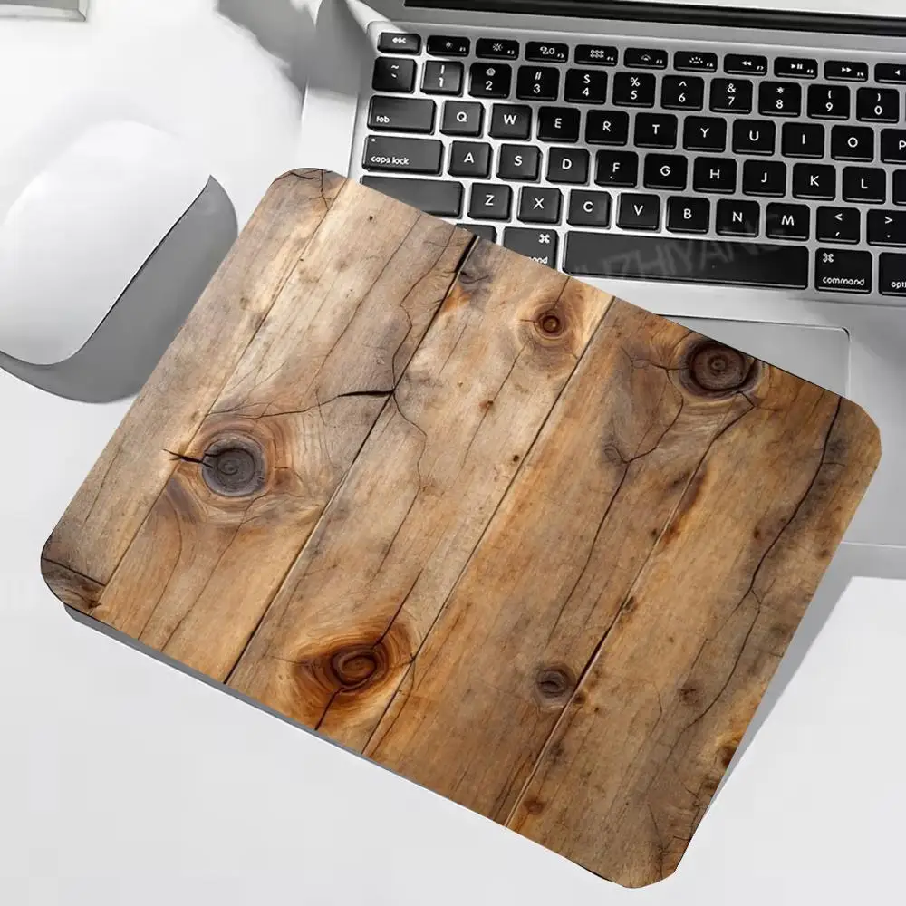 Distressed Crack Wood Plank Small Mouse Pad Non-Slip Rubber Retro Wooden Texture Mouse Mat Office Desktop Mousepad Desk Cushion
