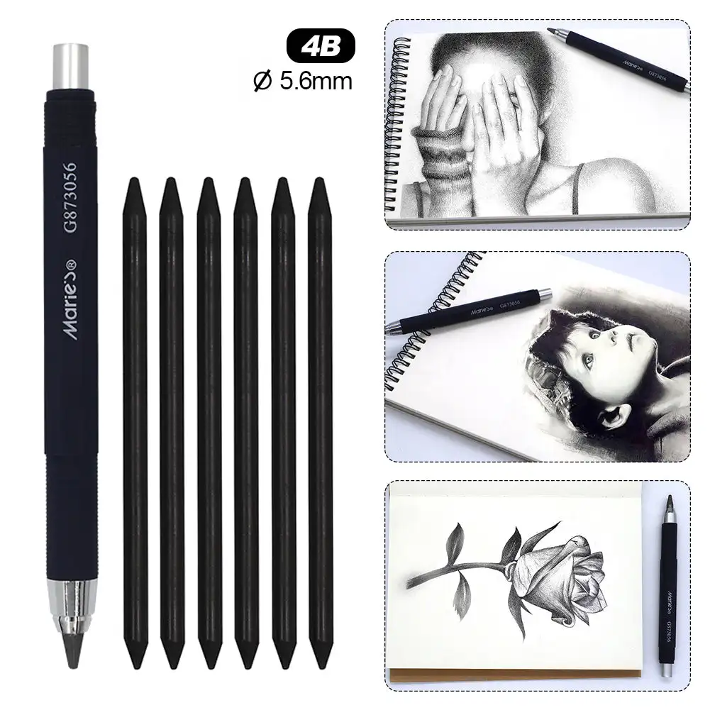 5.6mm Automatic Pencil Set with 4B Pencil Lead for Mechanical Pencil Sketch Drawing Pencil Artist Art Students School Supplies