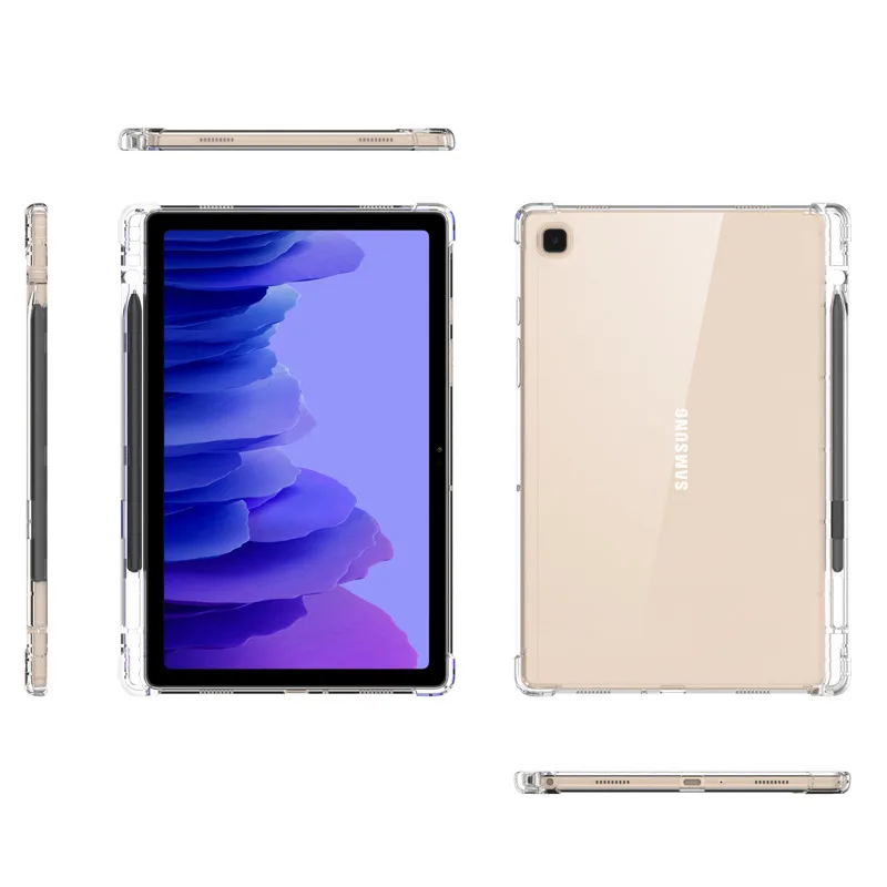 Funda de silicona TPU para Samsung Galaxy Tab S7FE A7 Lite S6 A8 anticaída con bandeja para bolígrafo funda para tableta para T730 T735 S7 + T970 T975