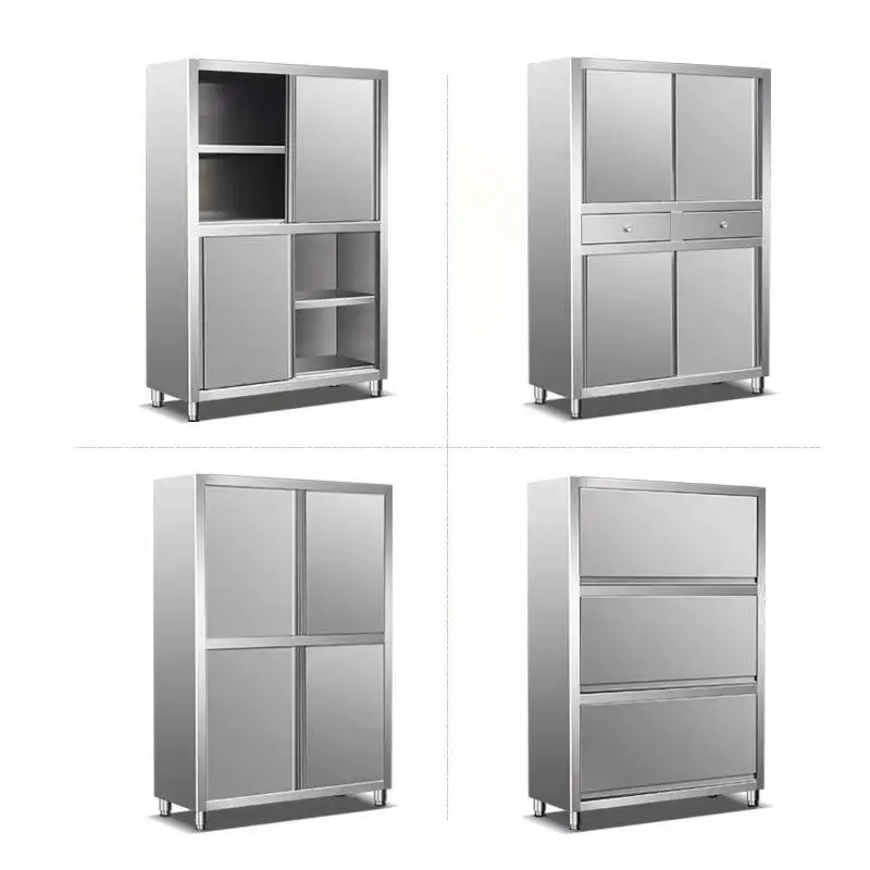 Armario de Acero Inoxidable de Alta Calidad con 4 Compartimentos para Cantina/Cocina, Mueble de Acero para Vajilla - ¡Promoción de Ventas!