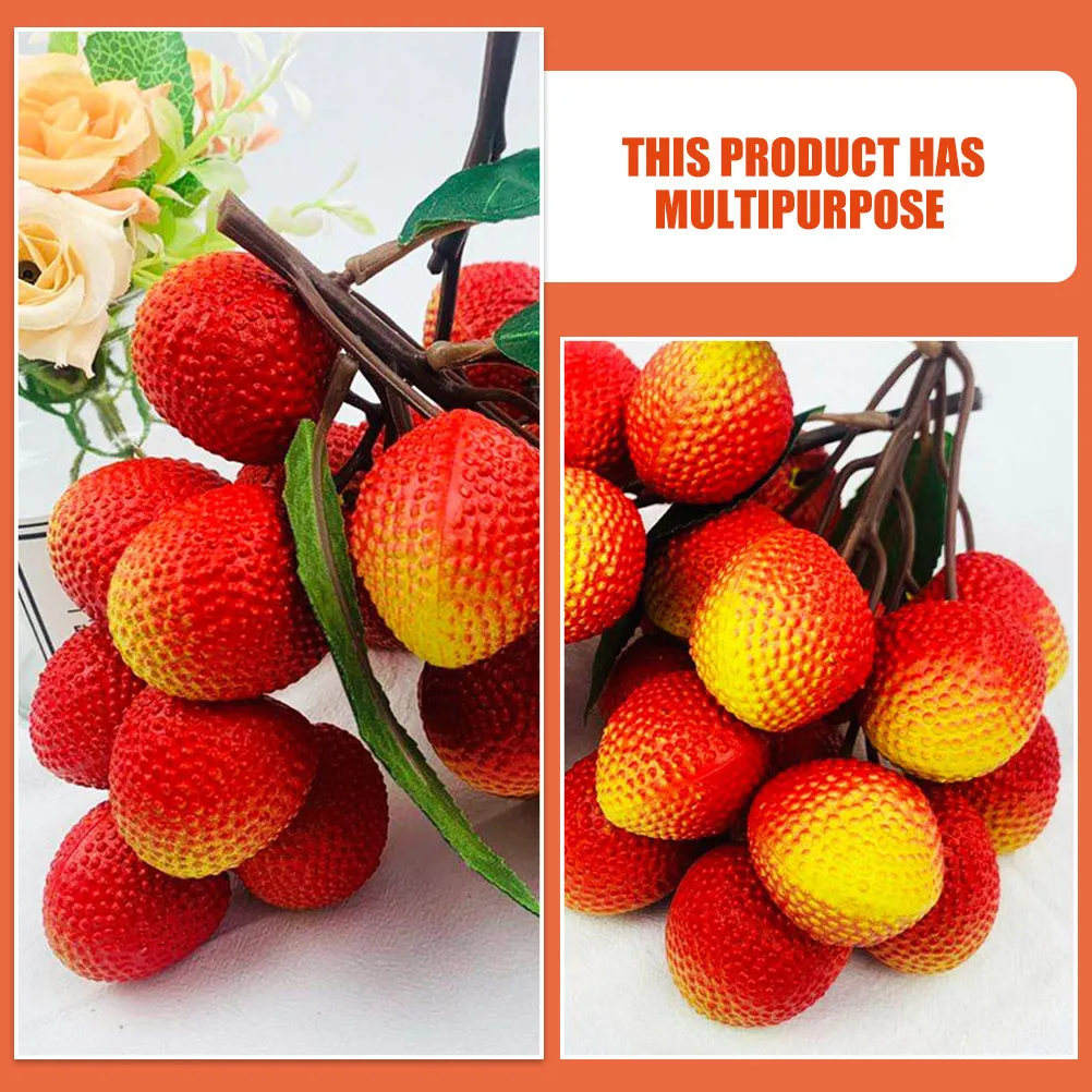 2 Bunches High Simulation Artificial Litchi Fruit Fake Fruit for Drawing Prop Student Art Class Food Styling Kitchen Dining Room