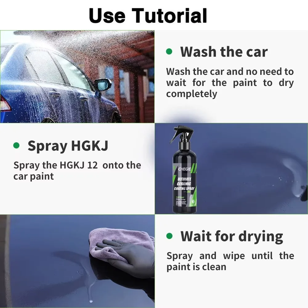 CHEGIT S6 Ultimate Ceramic Coating Spray Hydrophobic High Gloss Paint Protection 9H Nano Top Long Lasting Wax Car Care Detail