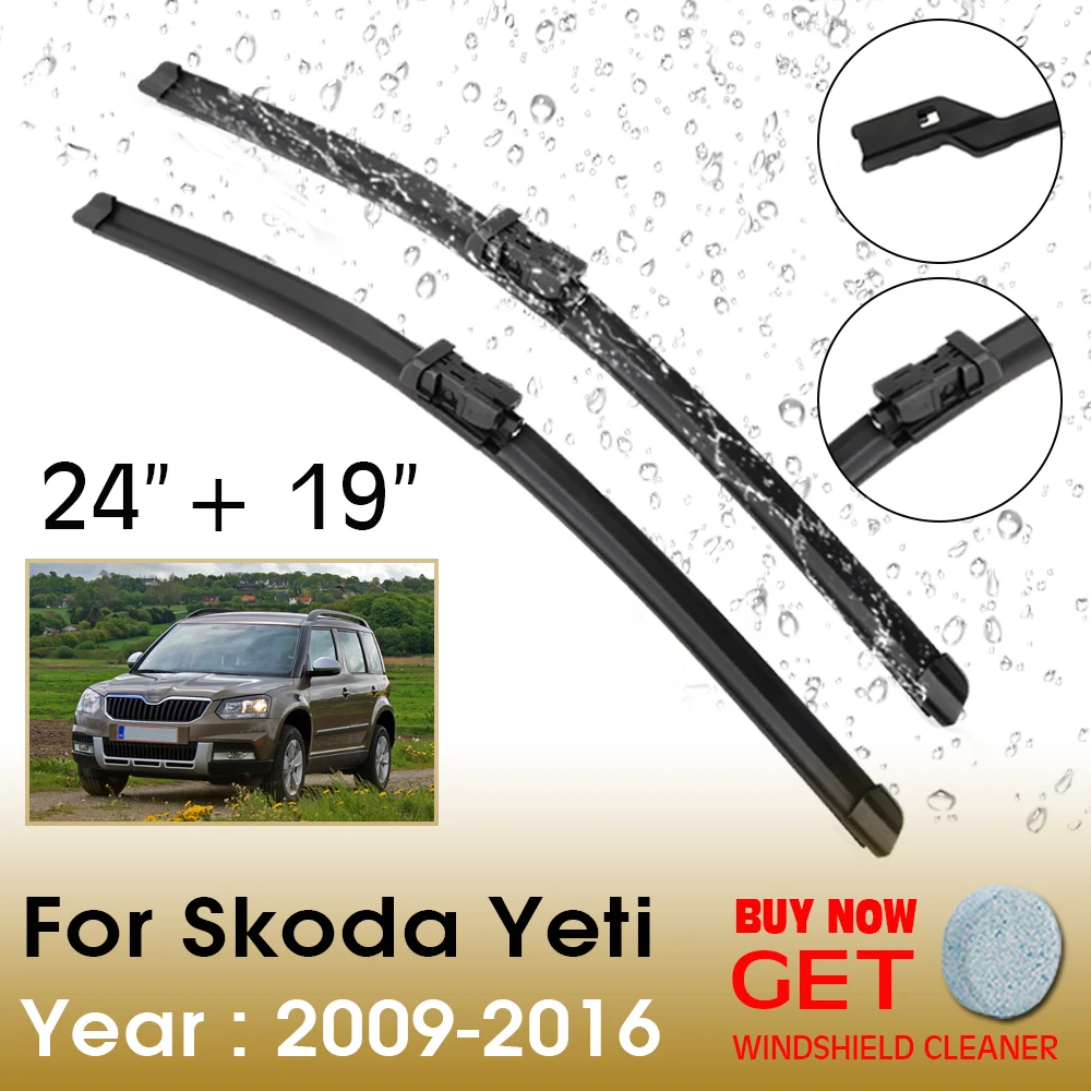 

Car Wiper Blade For Skoda YETI 24"+19" 2009-2016 Front Window Washer Windscreen Windshield Wipers Blades Accessories