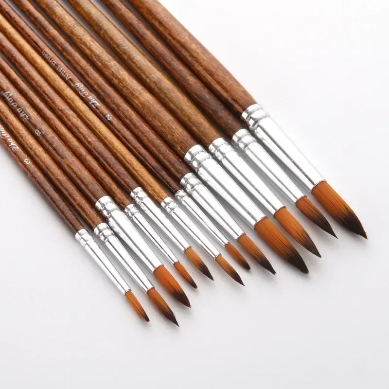 Premium 12-Piece Artist Paint Brush Set - Ultra-Durable Nylon Bristles for Acrylic, Watercolor, Oil & Body Painting