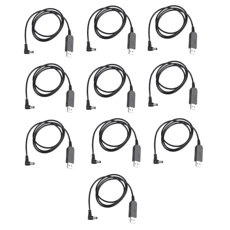 10PCS Portable Boost DC 5V To 9V USB Charger Transformer Cable for Baofeng UV-5R UV-82 BF-F8HP UV-82HP UV-9R Plus Walkie Talkie