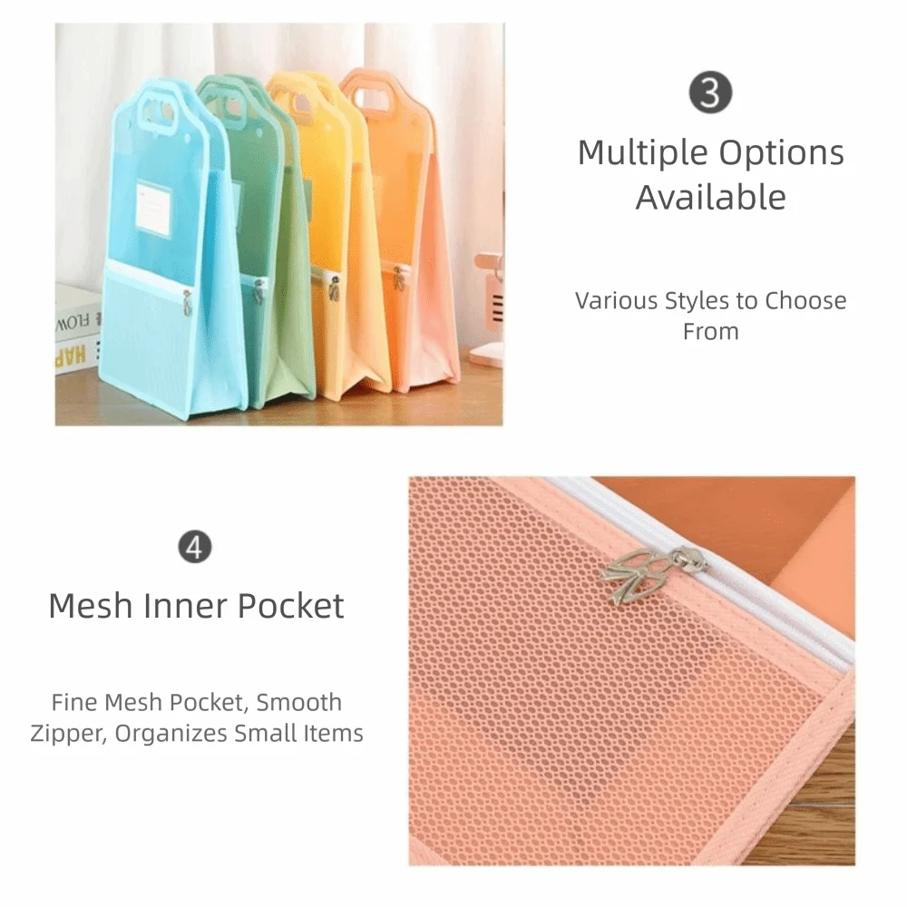 File Management PP Vertical Accordion Zipper Bag Waterproof Zipper Closure File Folder File Bag Document Organization