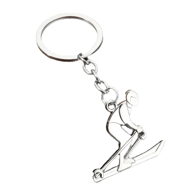 Fashion Minimalist Skier Keychain Ice Sports Athlete Key Ring Trendy Metal Accessory for Bag Decoration Daily Use