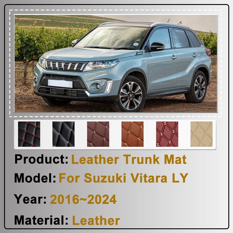 For Suzuki Vitara 2016 2017~2024 Escudo LY MK4 Leather Cargo Boot Mats Anti-Slip Liner Easy Clean Luggage Tray Car Accessories