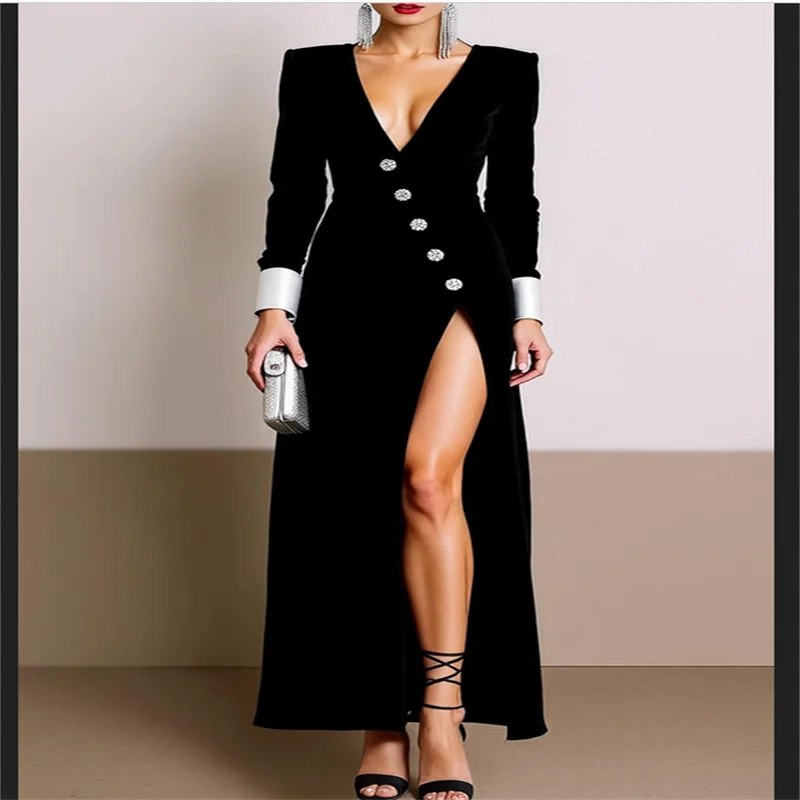 

Черные платья Женские бархатные элегантные вечерние платья Длинные роскошные скромные вечерние платья по индивидуальному заказу 2025 Длинные вечерние платья для гала-класса