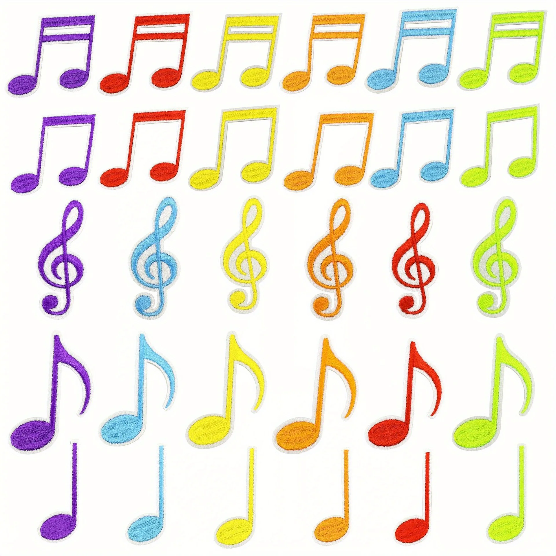 30 قطعة من الملاحظات الموسيقية الحديد على الرقع، خياطة على رقعة إصلاح زين مطرزة، مشاريع يدوية ذاتية الصنع للملابس والسترة والجينز