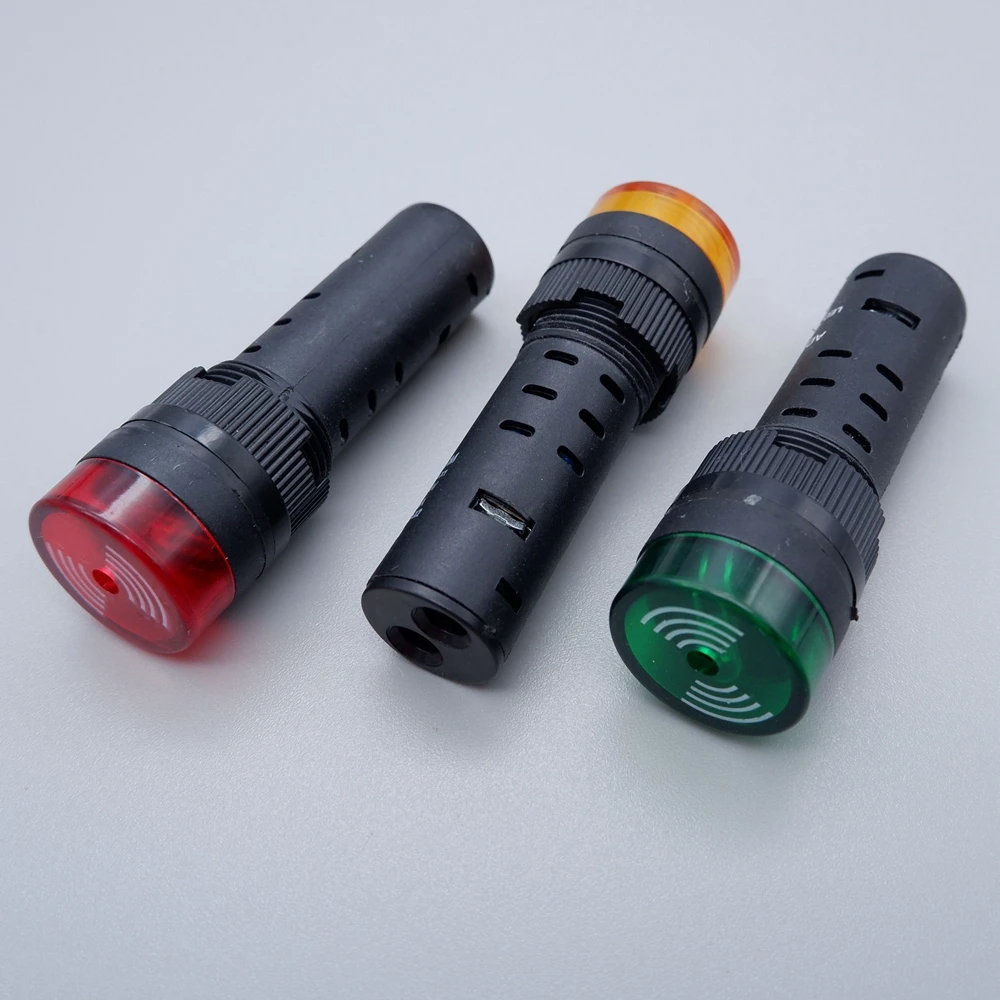 Buzzer 16mm Strobe Buzzer Alarm  Indicator Light Sound Yellow Red Green   Warning Light Panel Installation 12V 220V 24V