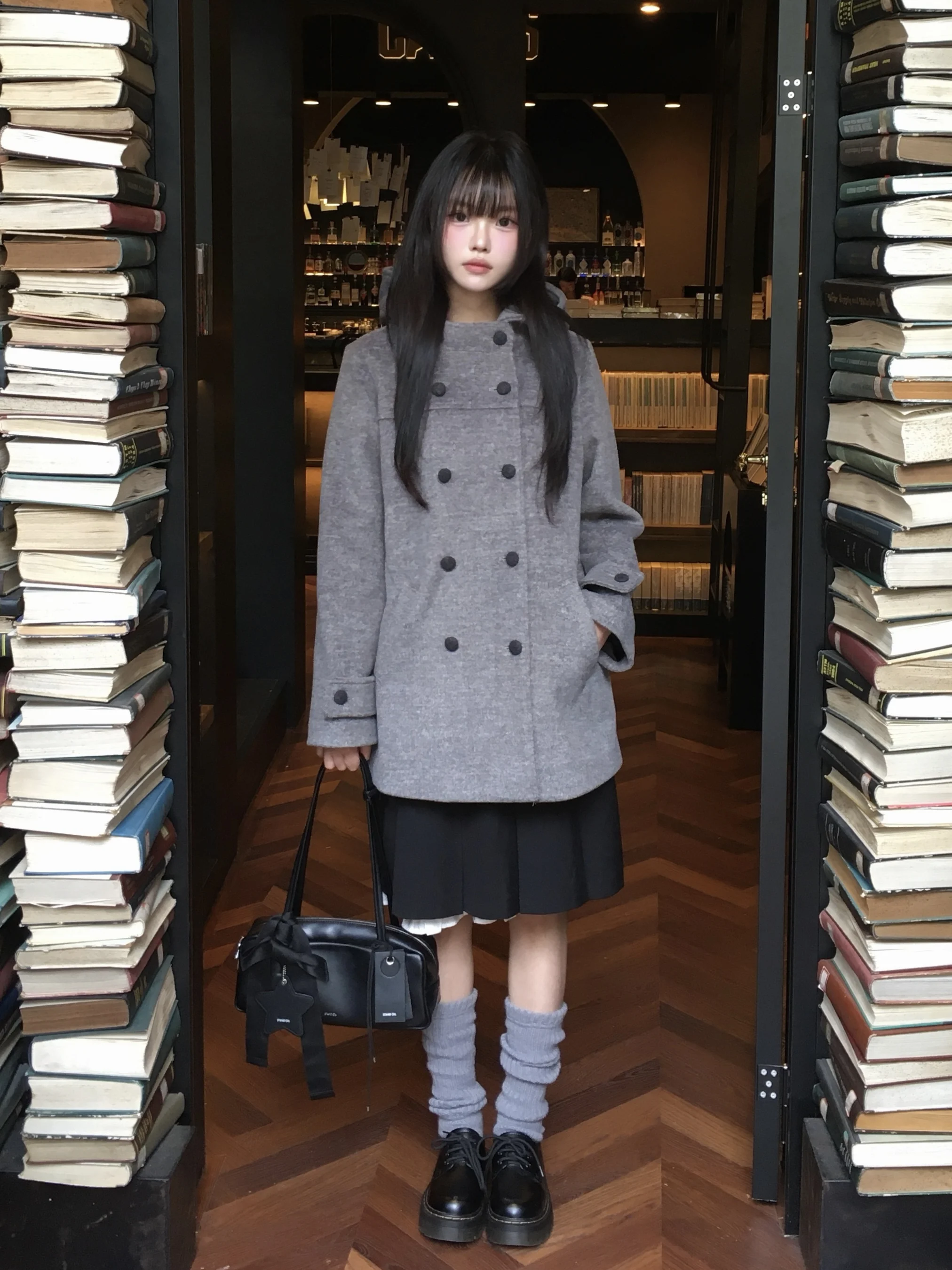 

Оригинальное винтажное японское шерстяное пальто с капюшоном, двубортное, цвета соленой зеленой сливы, молодежное, утепленное, зимнее пальто в стиле JK