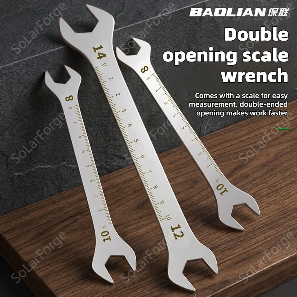 BAOLIAN Dual Opening Dumb Wrench, Multifunctional with Scale, Dual-purpose Ruler, Thin Machine Repair Hardware Tool