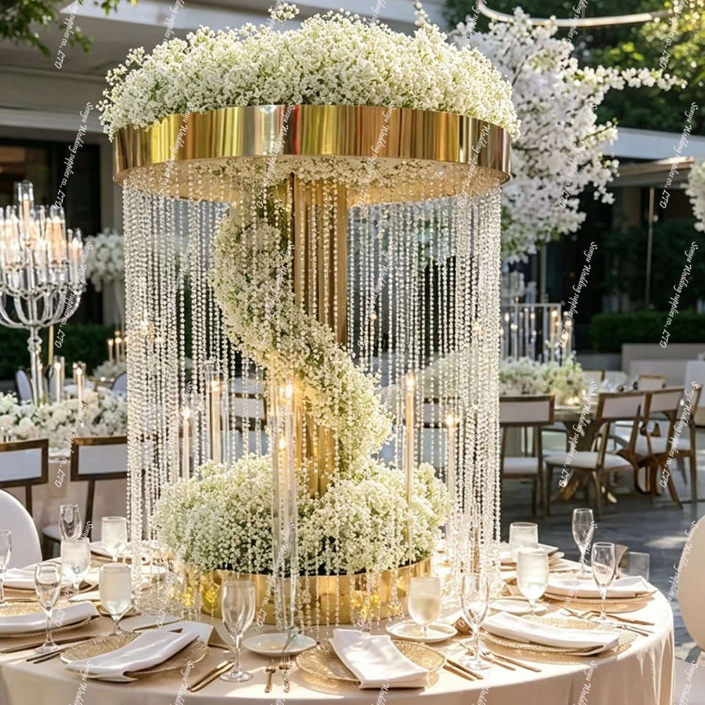 3pcs to10pcs )80-100cm Gold Table Centerpiece Metal Chandeliers Stand Chandelier flower Arch Stand for Wedding Decoration