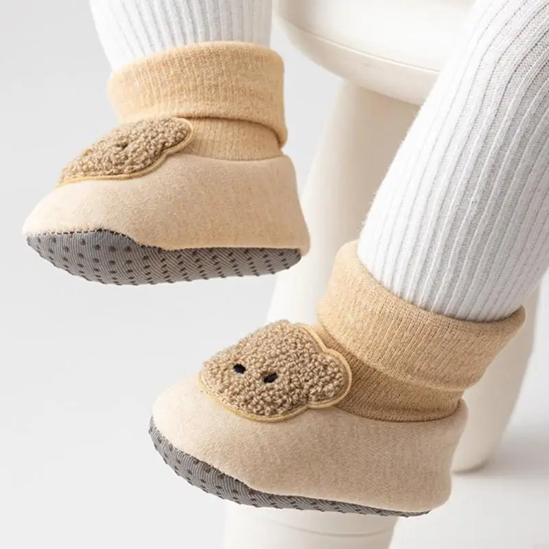 N1HB 1 زوج الجوارب الأرضية لينة الشتاء أحذية دافئة للحديدين الجدد والرضع من 0-18 م