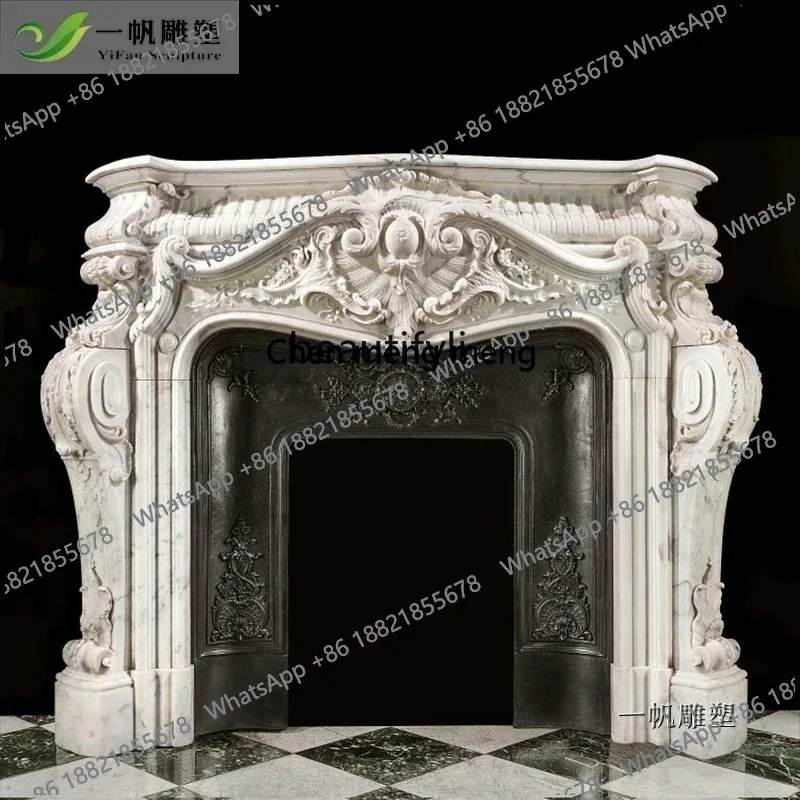 Z183  Style marble mantel villa living room European carved French court stone fireplace