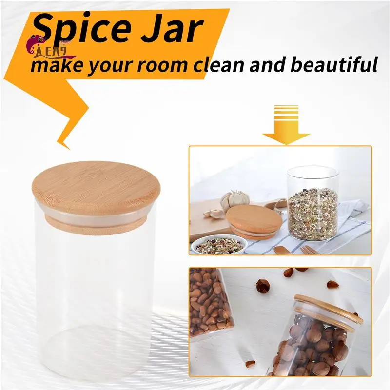 

AEA9-12Pcs Glass Jars Set(300Ml),Clear Spice Jars With Bamboo Lids, Food Storage Jars Canisters For Kitchen Counter Organizer