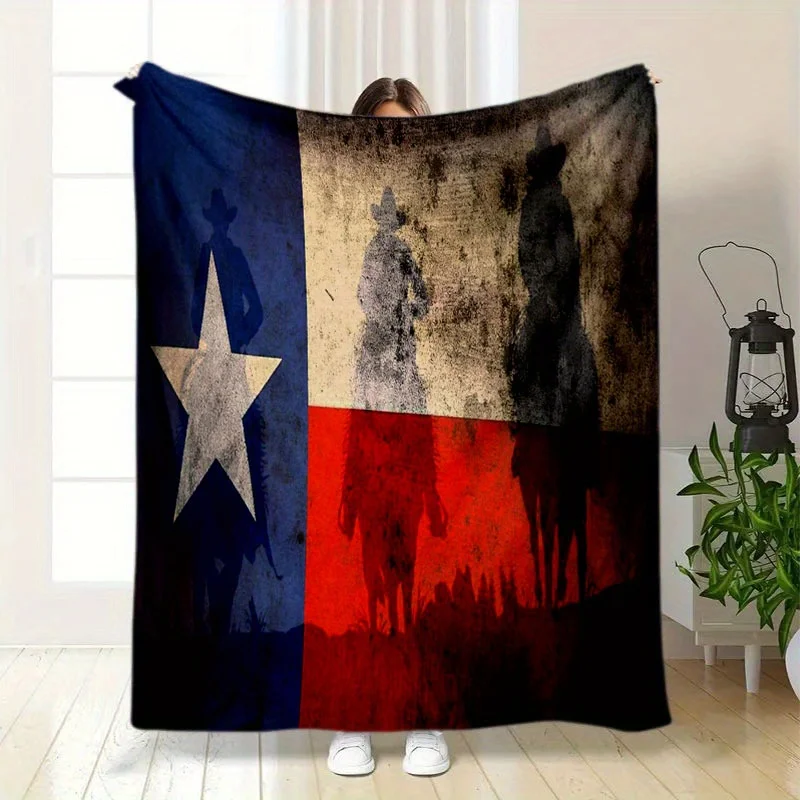 design of the flag of Texas Flannel printed blanket suitable for all seasons suitable for living room office sofa and travel